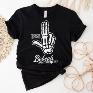 Skeleton Hand Txst Texas State Bobcats Blackout 2025 Shirt