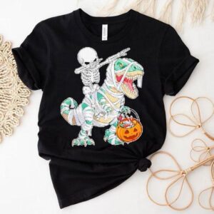 Skeleton Riding Dancing Dab Dinosaur Trex Halloween Shirt