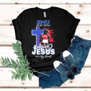 Smu Mustangs In My Veins Jesus In My Heart Masco Tshirt