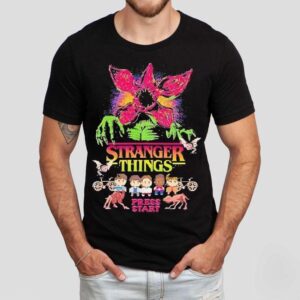 Stranger Things Eleven Mike Dustin Lucas Will Press Start Shirt