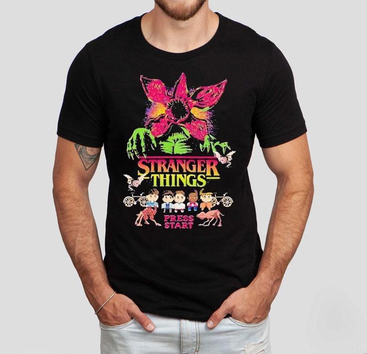 Stranger Things Press Start Flower Monster Shirt Stranger Things Press Start Flower Monster Shirt