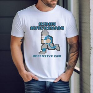 Aidan Hutchinson Defensive End Detroit Lions Football Pixel Shirt