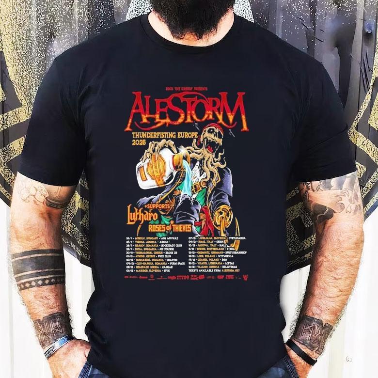 Alestorm East Thunderfisting European Tour 2025 Shirt Alestorm East Thunderfisting European Tour 2025 Shirt