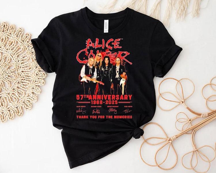 Alice Cooper 57th Anniversary 1968 2025 Thank You For The Memories Signatures Shirt Alice Cooper 57th Anniversary 1968 2025 Thank You For The Memories Signatures Shirt