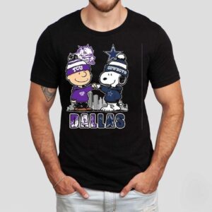 Charlie Brown Tcu Horned Frogs And Snoopy Dallas Cowboys Skyline 2025 Shirt