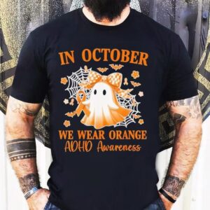 In October We Wear Orange Adhd Awareness Ghost Bow Coquette Shirt