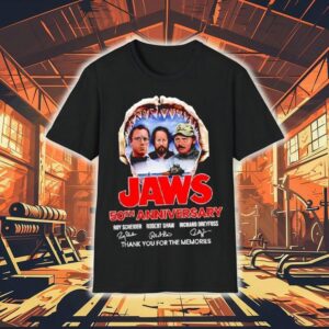 Jaws 50th Anniversary Roy Scheider Robert Shaw Richard Dreyfuss Thank You For The Memories Signatures Shirt