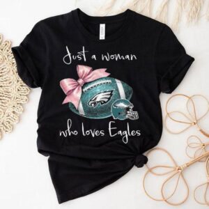 Just A Woman Who Loves Philadelphia Eagles Pink Bow 2025 Shirt