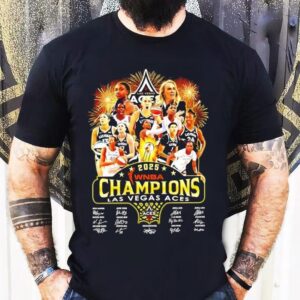Las Vegas Aces Victory 2025 Wnba Champions Signatures Team Shirt