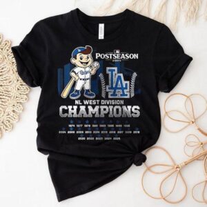 Los Angeles Dodgers 2025 Nl West Champions Name Roster Mascot Shirt