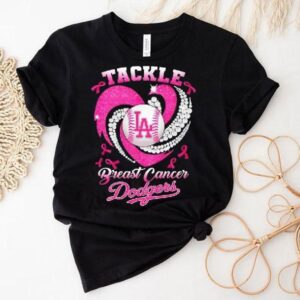 Los Angeles Dodgers Breast Cancer Awareness Tackle Heart Shirt