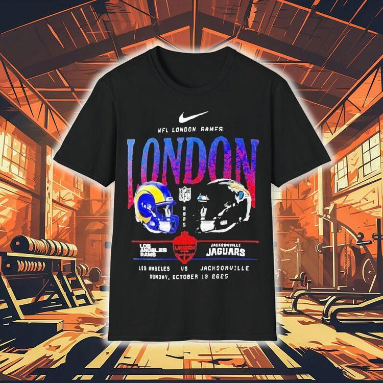 Los Angeles Rams Vs. Jacksonville Jaguars International Games London 2025 Nike Helmet Logo Shirts Los Angeles Rams Vs. Jacksonville Jaguars International Games London 2025 Nike Helmet Logo Shirts
