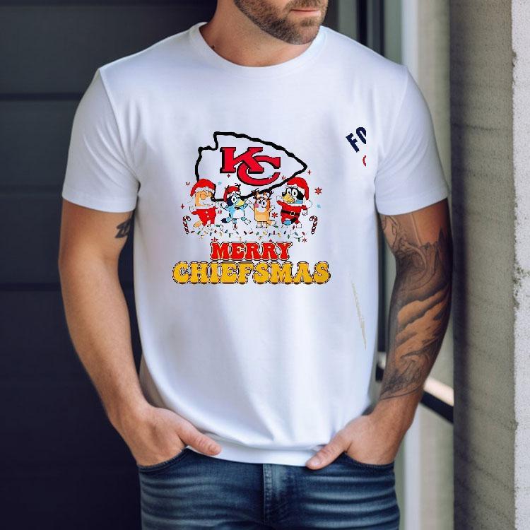 Merry Chiefsmas Kansas City Chiefs Christmas Bluey Cartoon Shirt Merry Chiefsmas Kansas City Chiefs Christmas Bluey Cartoon Shirt