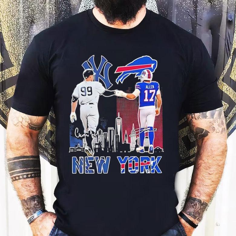 New York Yankees Aaron Judge Buffalo Bills Josh Allen Featuring Signatures Shirt New York Yankees Aaron Judge Buffalo Bills Josh Allen Featuring Signatures Shirt