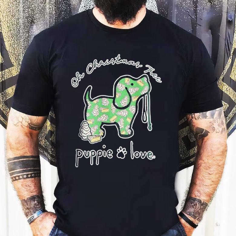 Puppie Love Oh Christmas Tree Tree Cake Pup Shirt Puppie Love Oh Christmas Tree Tree Cake Pup Shirt