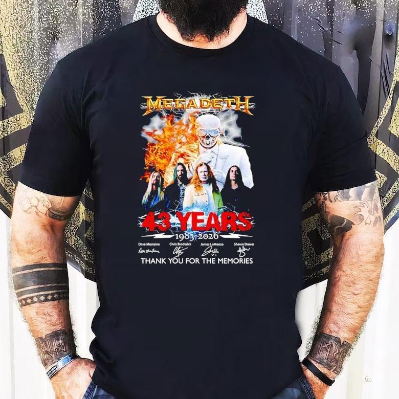 Skeleton Megadeth 43 Years 1983 2026 Thank You For The Memories Signatures Shirt Skeleton Megadeth 43 Years 1983 2026 Thank You For The Memories Signatures Shirt