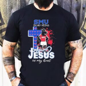 Smu Mustangs In My Veins Jesus In My Heart Masco Tshirt