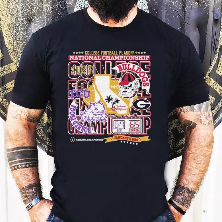 Tcu Horned Frogs Vs Georgia Bulldogs College Football Playoff National Championship Game 2023 Matchup Shirt Tcu Horned Frogs Vs Georgia Bulldogs College Football Playoff National Championship Game 2023 Matchup Shirt