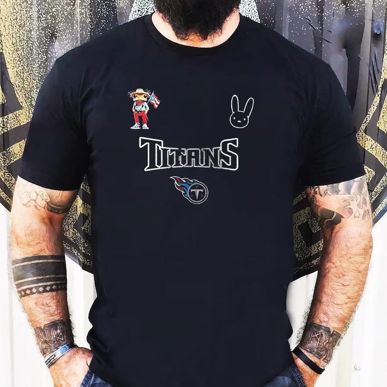 Tennessee Titans X Bad Bunny Super Bowl Signature Logo Shirt Tennessee Titans X Bad Bunny Super Bowl Signature Logo Shirt