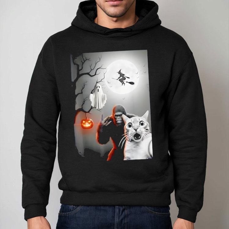 Funny Halloween Spooky Cat Ghost Bigfoot Costume Shirt Funny Halloween Spooky Cat Ghost Bigfoot Costume Shirt
