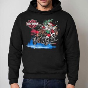 Harley-davidson Rockin’ Santa Holiday Christmas Shirt 2 Harley Davidson Rockin Santa Holiday Christmas Hoodie