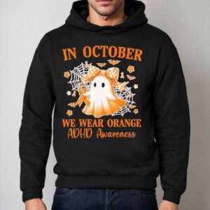 In October We Wear Orange Adhd Awareness Ghost Bow Coquette Hoodie