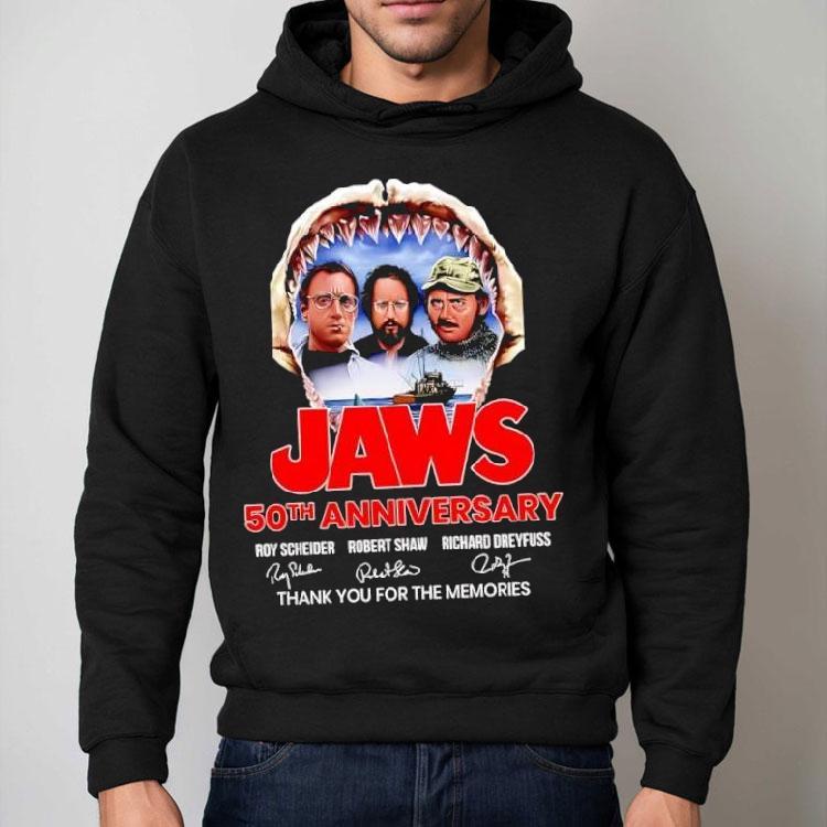 Jaws 50th Anniversary Roy Scheider Robert Shaw Richard Dreyfuss Thank You For The Memories Signatures Shirt Jaws 50th Anniversary Roy Scheider Robert Shaw Richard Dreyfuss Thank You For The Memories Signatures Shirt