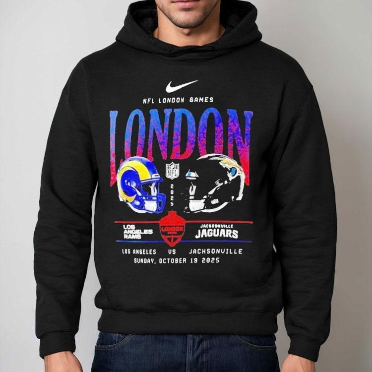 Los Angeles Rams Vs. Jacksonville Jaguars International Games London 2025 Nike Helmet Logo Shirts Los Angeles Rams Vs. Jacksonville Jaguars International Games London 2025 Nike Helmet Logo Shirts