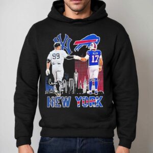 New York Yankees Aaron Judge Buffalo Bills Josh Allen Featuring Signatures Shirt 2 New York Yankees Aaron Judge Buffalo Bills Josh Allen Featuring Signatures Hoodie