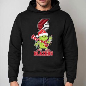 Portland Trail Blazers Christmas Grinch Santa Holiday Hoodie
