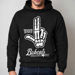 Skeleton Hand Txst Texas State Bobcats Blackout 2025 Shirt 2 Skeleton Hand Txst Texas State Bobcats Blackout Hoodie