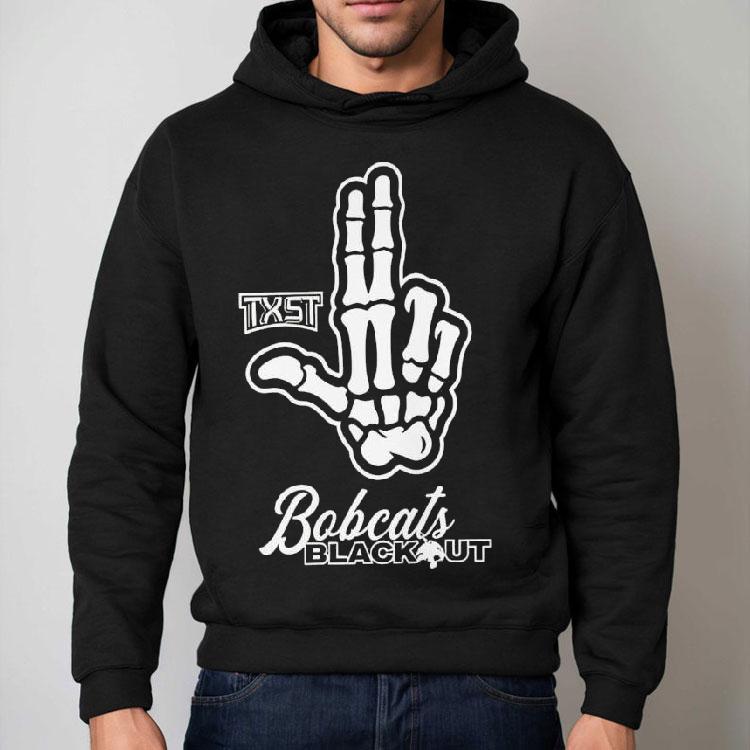 Skeleton Hand Txst Texas State Bobcats Blackout 2025 Shirt Skeleton Hand Txst Texas State Bobcats Blackout 2025 Shirt