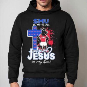 Smu Mustangs In My Veins Jesus In My Heart Masco Hoodie