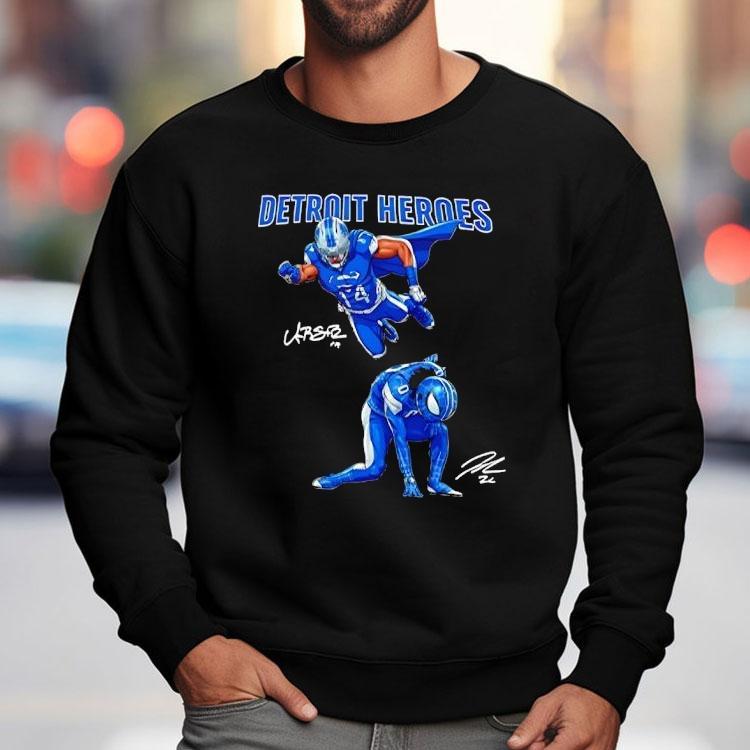 Amon-ra St Brown Detroit Lions Heroes Signature Shirt Amon-ra St Brown Detroit Lions Heroes Signature Shirt