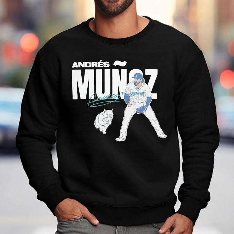 Andres Munoz And Cat Seattle Mariners Baseball Signature Shirt Andres Munoz And Cat Seattle Mariners Baseball Signature Shirt