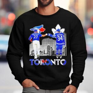 Auston Matthews Maple Leafs Vs Vladimir Guerrero Jr Blue Jays Signatures Sweatshirt