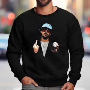Bad Bunny Middle Finger Baseball Signature Shirt 3 Bad Bunny Middle Finger Baseball Signature Sweatshirt