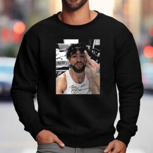 Bad Bunny Middle Finger Photo Signature Shirt 3 Bad Bunny Middle Finger Photo Signature Sweatshirt