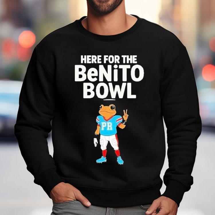Bad Bunny X The Benito Football Here For The Benito Bowl 2025 Mascot Shirt Bad Bunny X The Benito Football Here For The Benito Bowl 2025 Mascot Shirt