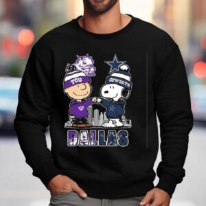 Charlie Brown Tcu Horned Frogs And Snoopy Dallas Cowboys Skyline Sweatshirt