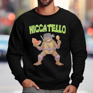 Donatello Holding Watermelon And Chicken Drumstick Nage Mutant Ninja Turtles Niggatello Sweatshirt