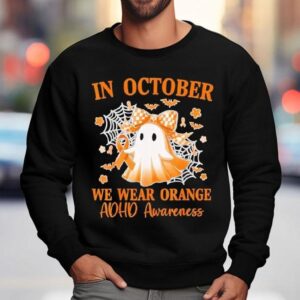 In October We Wear Orange Adhd Awareness Ghost Bow Coquette Sweatshirt