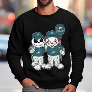 Jack Skellington And It X Philadelphia Eagles Halloween Sweatshirt