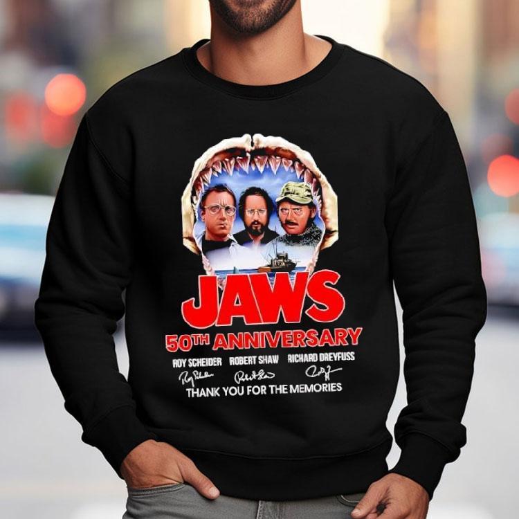 Jaws 50th Anniversary Roy Scheider Robert Shaw Richard Dreyfuss Thank You For The Memories Signatures Shirt Jaws 50th Anniversary Roy Scheider Robert Shaw Richard Dreyfuss Thank You For The Memories Signatures Shirt