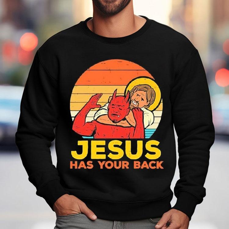 Jesus Has Your Back Santa Devil Vintage Graphic Shirt Jesus Has Your Back Santa Devil Vintage Graphic Shirt