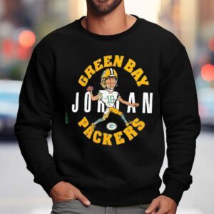 Jordan Love Green Green Bay Packers Caricature Player Shirt 3 Jordan Love Green Green Bay Packers Caricature Player Sweatshirt