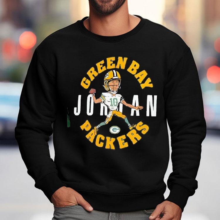 Jordan Love Green Green Bay Packers Caricature Player Shirt Jordan Love Green Green Bay Packers Caricature Player Shirt