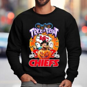 Kansas City Chiefs Michael Myers Freddy Krueger Jason Voorhees Trick Or Treat Halloween Logo Shirt 3 Kansas City Chiefs Michael Myers Freddy Krueger Jason Voorhees Trick Or Treat Halloween Logo Sweatshirt