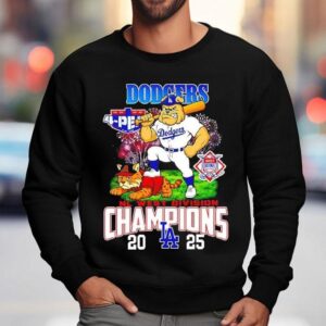 Los Angeles Dodgers 2025 Nl West Division Champions Mascots Bulldog And A Cat Shirt 3 Los Angeles Dodgers Nl West Division Champions Mascots Bulldog And A Ca Sweatshirt