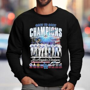 Los Angeles Dodgers Back To Back Champions Players Walking 1955-2025 Shirt 3 Los Angeles Dodgers Back To Back Champions Players Walking Sweatshirt